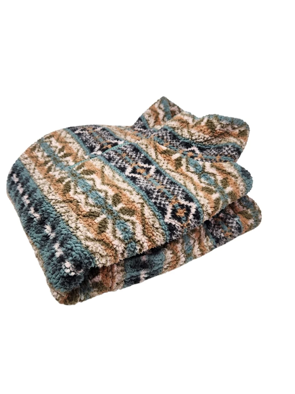 American Eagle Sherpa Fleece Pullover Medium Fair Isle Aztec 1/4 Zip Cozy